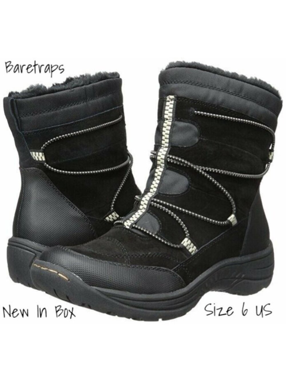 Baretraps Water Resistant Winter Boots Black Size 6 M - New in Box - Picture 2 of 11